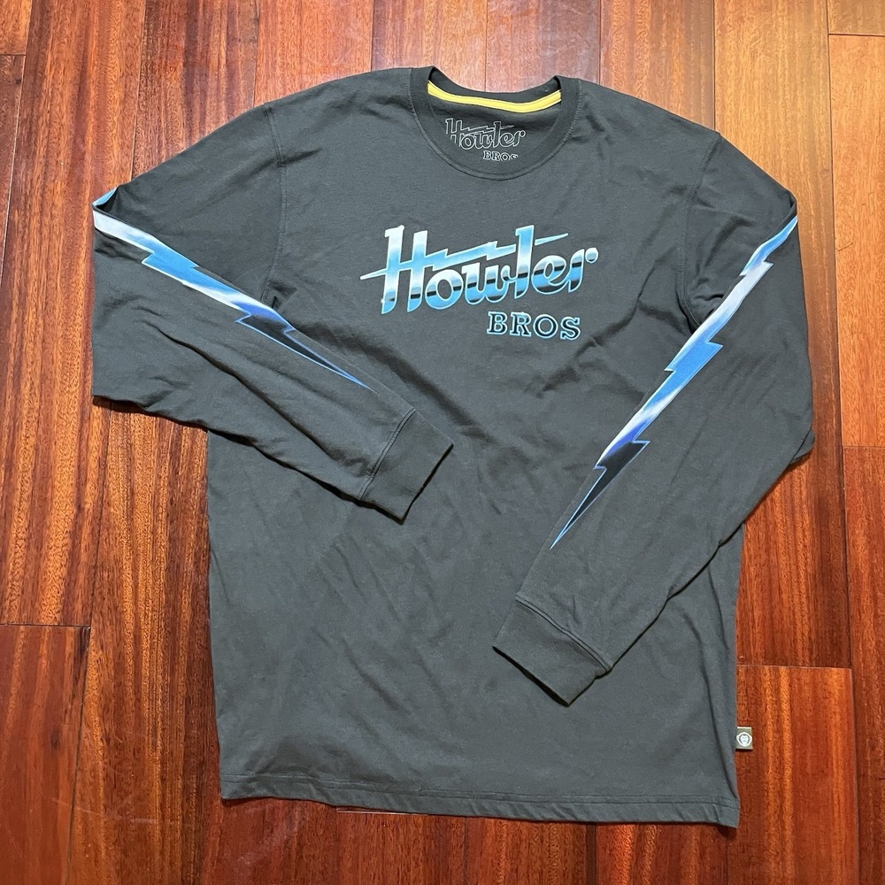 Howler Brothers Shirt Mens Large Gray Lightning Logo Graphic Long Sleeve Tee